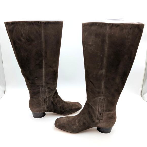 Vince Ramona Square Toe Wide Calf Riding Boots Women's Dark Brown Size US7 EU37 - Picture 5 of 12